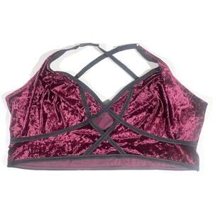 Torrid Burgundy Velvet Apex Bralette Size 6X New With Tag